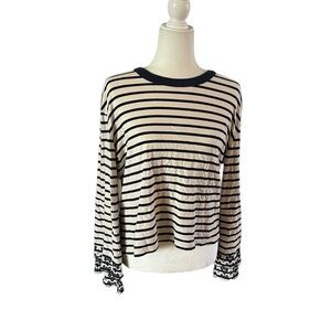 Madewell Eyelet Embroidered Tier-Sleeve Baker Stripe Top Size Medium